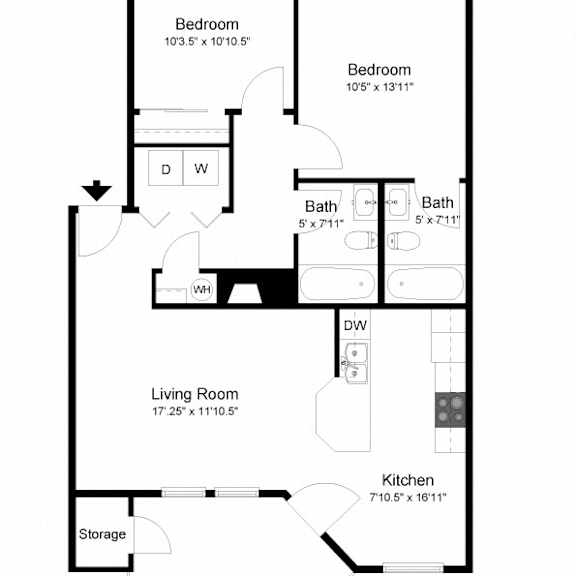 Thumbnail 2 of 3 2bedroom 2 bath A at Commons at Creekside Apartments, Hillsboro, OR, 97123
