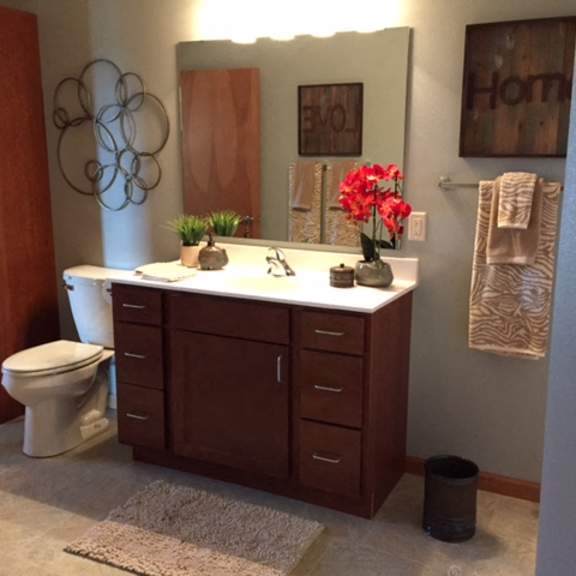 solid cultured marble bathroom counter tops at paragon place at bishops bay, 5240 bishops bay parkway, middleton