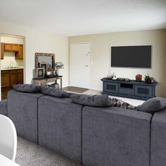living room with tv at crown station apartments, amelia, oh, 45102