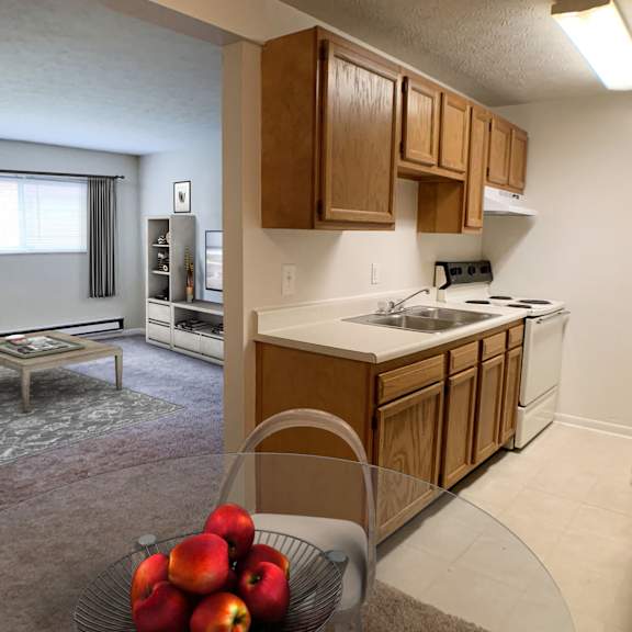 dining living room at crown station apartments, amelia, ohio