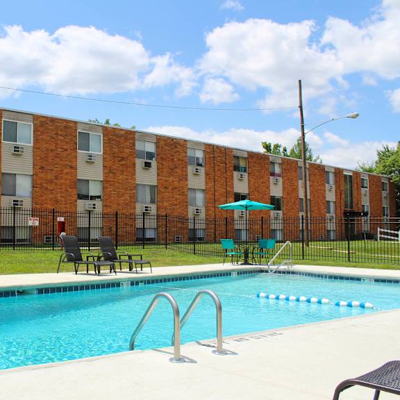 extensive resort inspired pool deck  at barkley ridge apartments, southgate, ky