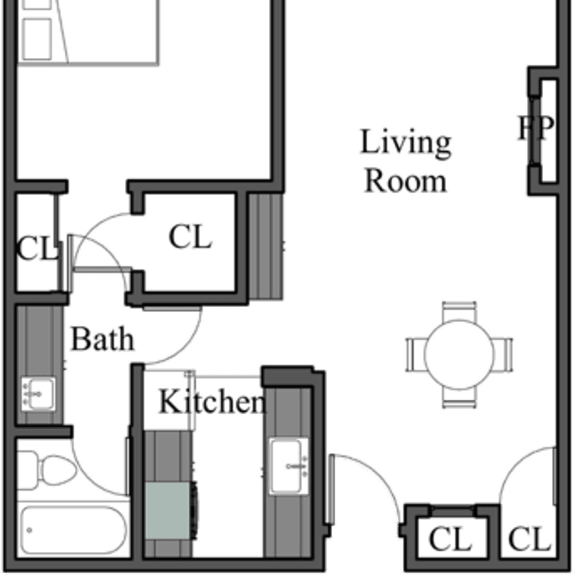 Thumbnail 1 of 10 1BR 1BA - FLOOR PLAN E - 972 HILGARD at The Hilgard, Los Angeles, California