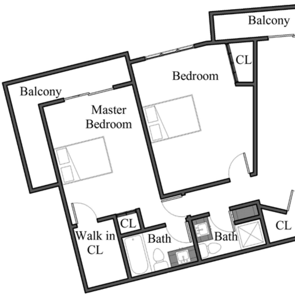 Thumbnail 1 of 31 2BR 2BA - FLOOR PLAN D - 972 HILGARD at The Hilgard, Los Angeles, CA