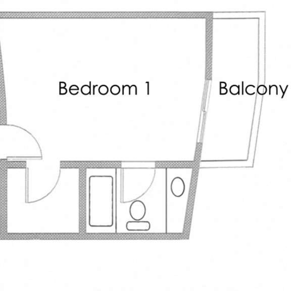 Thumbnail 1 of 9 One Bedroom 1 bath Apartment Floor Plan A at Park Rochester Apartments Westwood, Los Angeles