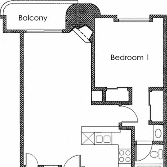Thumbnail 1 of 19 1 bedroom 1 bath 11A Floor Plan at Midvale Court, Los Angeles