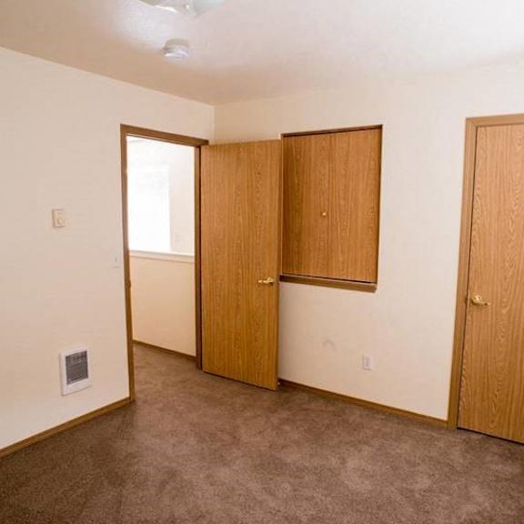 closets in bedroom at lorence court apartments, portland, 97216
