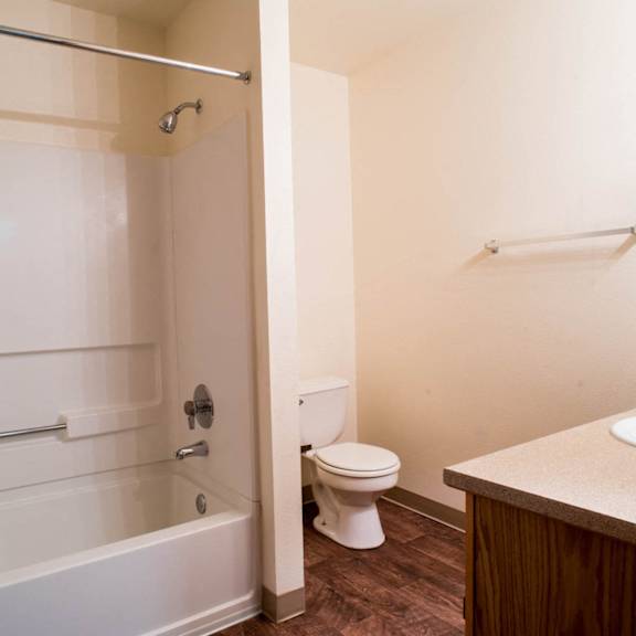 bathroom with bathtub at alder crossing apartments, portland, or