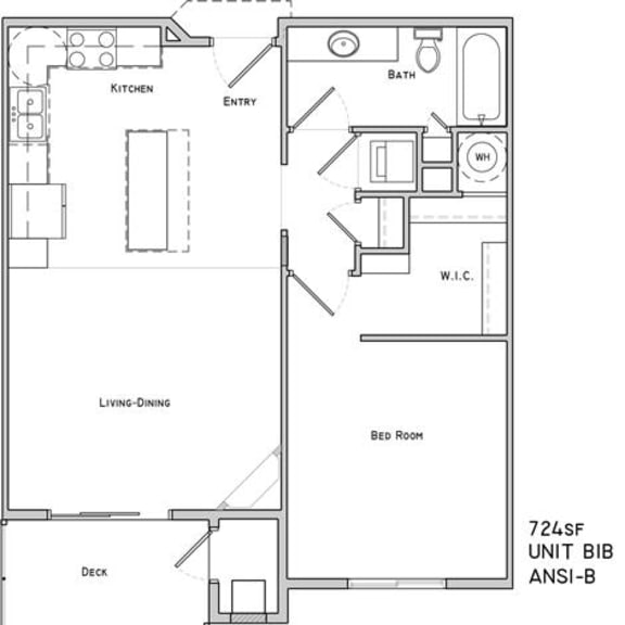 Thumbnail 2 of 2 Bedford one bedroom one bathroom floor plan at The Flats at 84