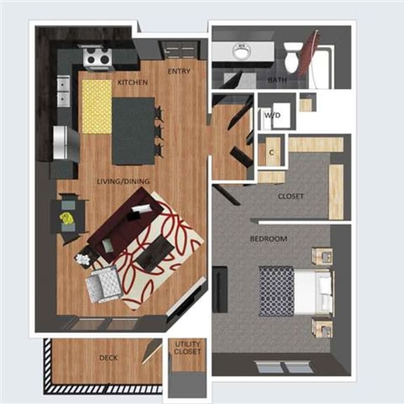 Thumbnail 1 of 2 Bedford one bedroom one bathroom floor plan at The Flats at 84