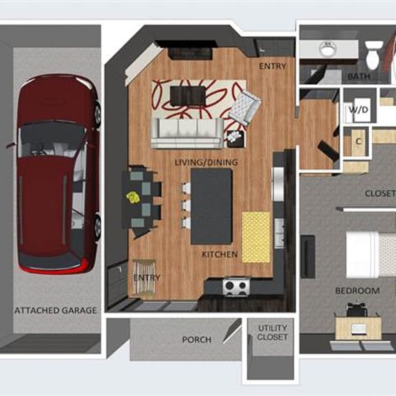 Thumbnail 1 of 2 Belgrave one bedroom one bathroom floor plan at The Flats at 84