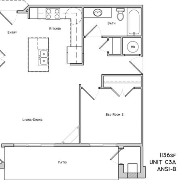 Thumbnail 2 of 2 Chester two bedroom two bathroom floor plan at The Flats at 84