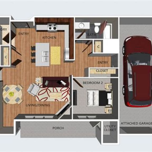 Thumbnail 1 of 2 Chester two bedroom two bathroom floor plan at The Flats at 84