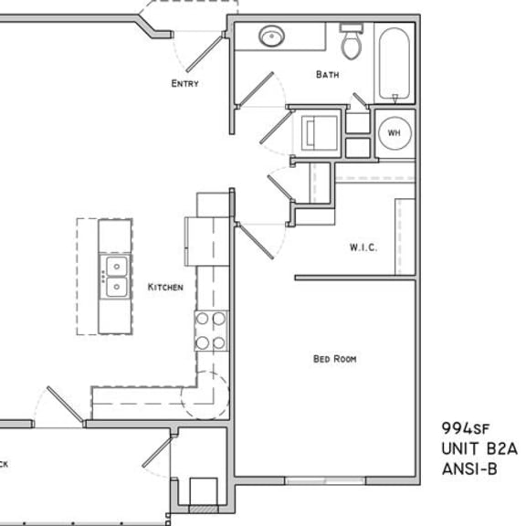 Thumbnail 2 of 13 Hampstead one bedroom one bathroom floor plan at The Flats at 84