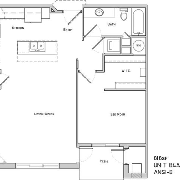 Thumbnail 2 of 2 Mayfair one bedroom one bathroom floor plan at The Flats at 84