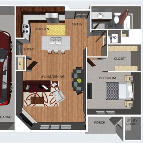 Thumbnail 1 of 2 Mayfair one bedroom one bathroom floor plan at The Flats at 84