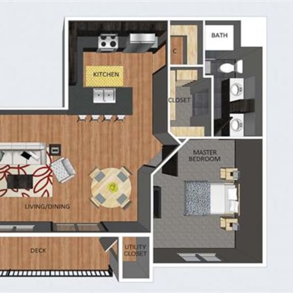 Thumbnail 1 of 2 Notting Hill two bedroom two bathroom floor plan at The Flats at 84