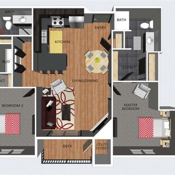 Thumbnail 1 of 14 Rothwell two bedroom two bathroom floor plan at The Flats at 84