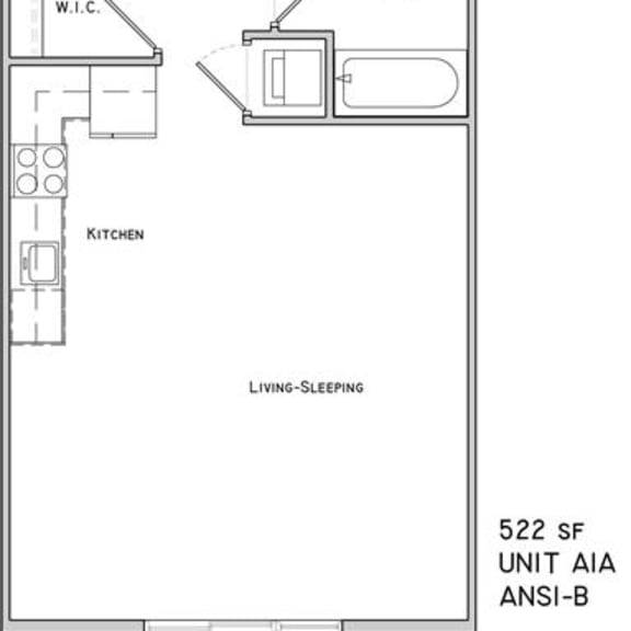 Thumbnail 2 of 2 Soho studio one bathroom floor plan at The Flats at 84