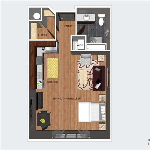 Thumbnail 1 of 2 Soho studio one bathroom floor plan at The Flats at 84