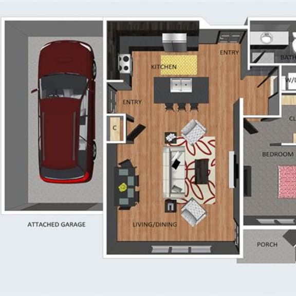 Thumbnail 1 of 2 Wiltshire one bedroom one bathroom floor plan at The Flats at 84