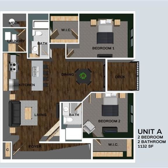 Thumbnail 1 of 20 Albright two bedroom two bathroom floor plan at Villas of Omaha at Butler Ridge