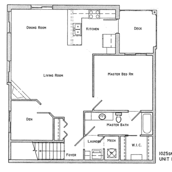 Thumbnail 2 of 2 Bemis one bedroom one bathroom floor plan with den at Villas of Omaha at Butler Ridge