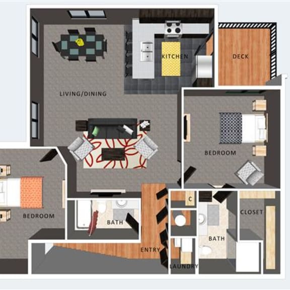 Thumbnail 1 of 11 Benson two bedroom two bathroom floor plan at Villas of Omaha at Butler Ridge