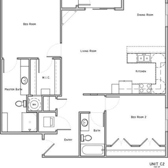 Thumbnail 2 of 2 Brookside two bedroom two bathroom floor plan at Villas of Omaha at Butler Ridge