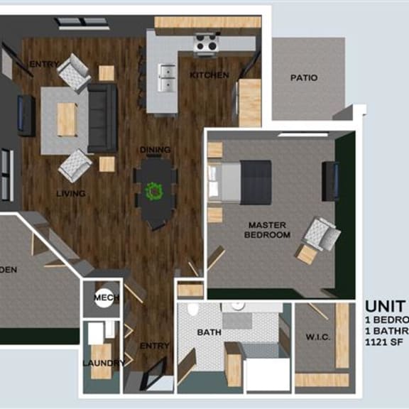 Thumbnail 1 of 2 Carter one bedroom one bathroom floor plan at Villas of Omaha at Butler Ridge