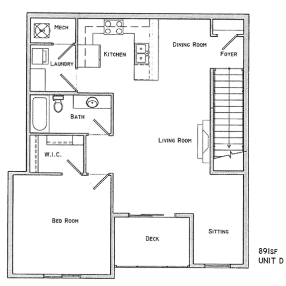Thumbnail 2 of 17 Durham one bedroom one bathroom floor plan at Villas of Omaha at Butler Ridge
