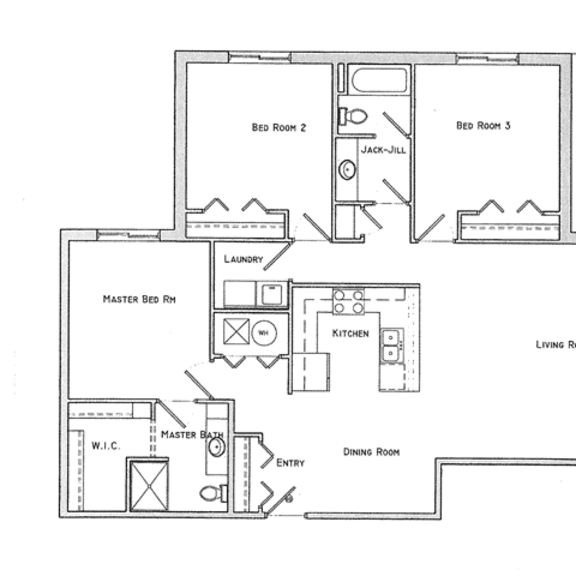 Thumbnail 2 of 2 Hitchcock three bedroom two bathroom floor plan at Villas of Omaha at Butler Ridge