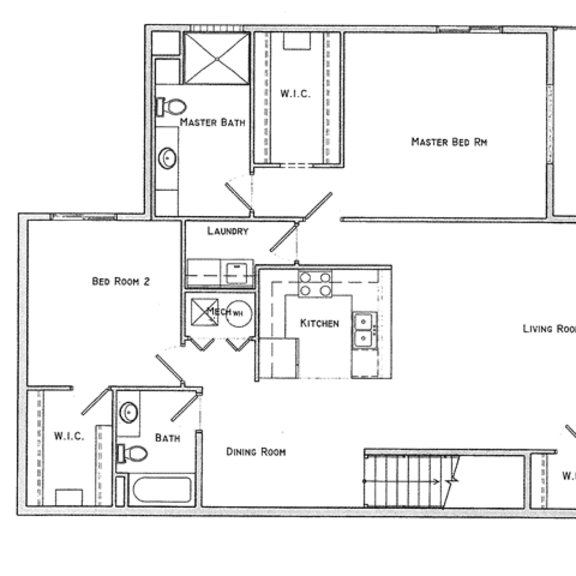 Thumbnail 2 of 2 Krug two bedroom two bathroom floor plan at Villas of Omaha at Butler Ridge
