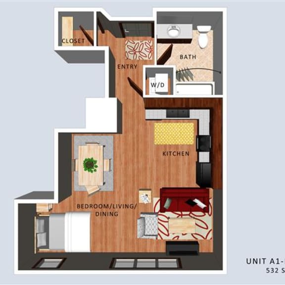 Thumbnail 1 of 2 Peony studio floor plan at Villas of Omaha at Butler Ridge