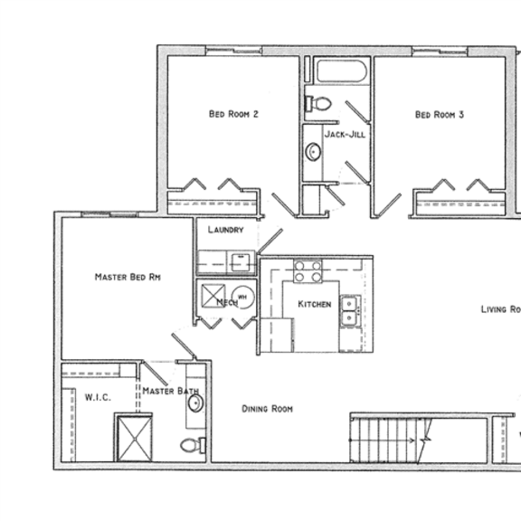 Thumbnail 2 of 2 Rockbook three  bedroom two bathroom floor plan at Villas of Omaha at Butler Ridge
