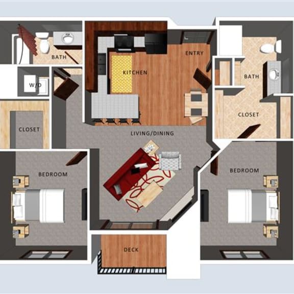 Thumbnail 1 of 15 Sterling two bedroom two bathroom floor plan at Villas of Omaha at Butler Ridge