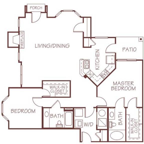 Thumbnail 1 of 16 Verona two bedroom two bathroom floorplan at Ridge Pointe Villas