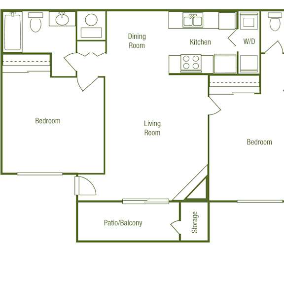 Thumbnail 2 of 2 2 Bed 2 Bath Sq.Ft.: 900 Floor Plan at The Glen at Briargate, Colorado Springs, CO
