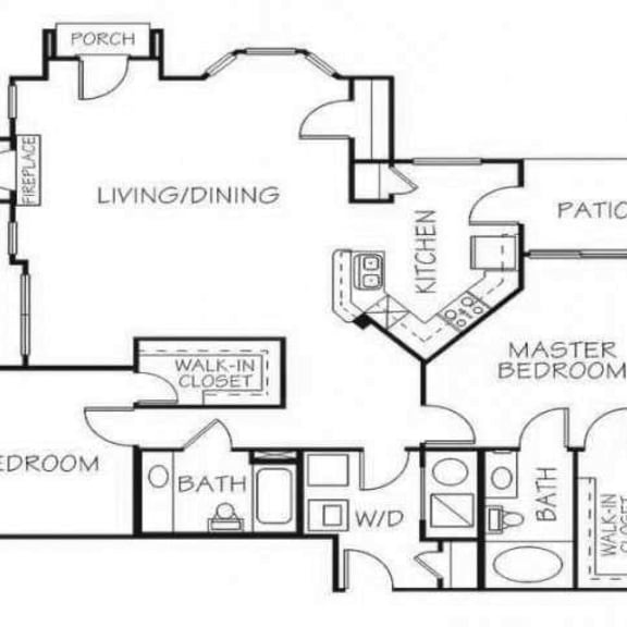 Thumbnail 1 of 12 Emerald two bedroom two bathroom floorplan at Stone Ridge Estates