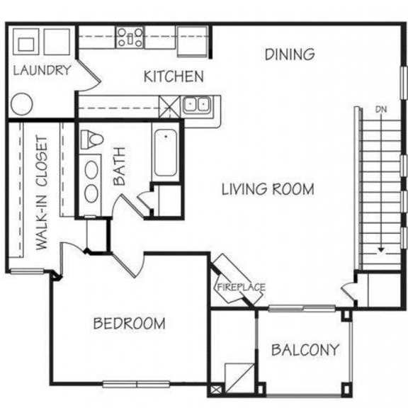 Thumbnail 1 of 19 Lapis one bedroom one bathroom floorplan at Stone Ridge Estates