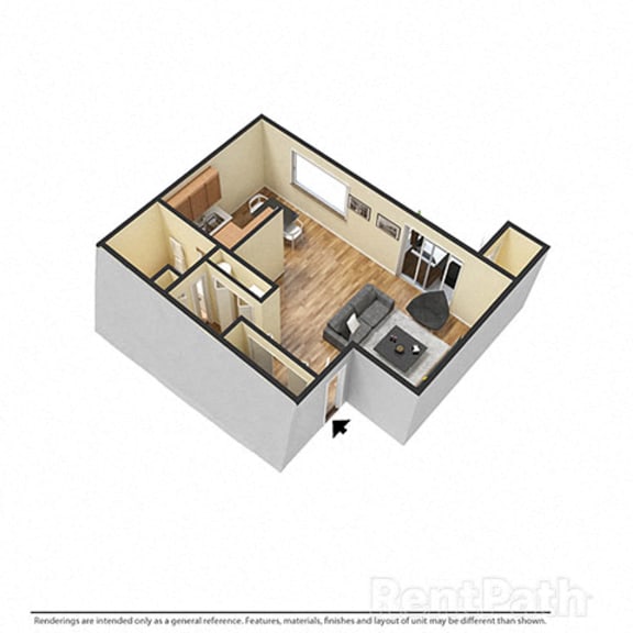Thumbnail 1 of 4 Large Studio 3d Floor Plan at Hamilton Square Apartments, Westfield, IN, 46074
