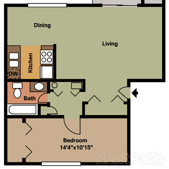 Thumbnail 2 of 2 One Bedroom Floor Plan at Hamilton Square Apartments, Westfield, IN
