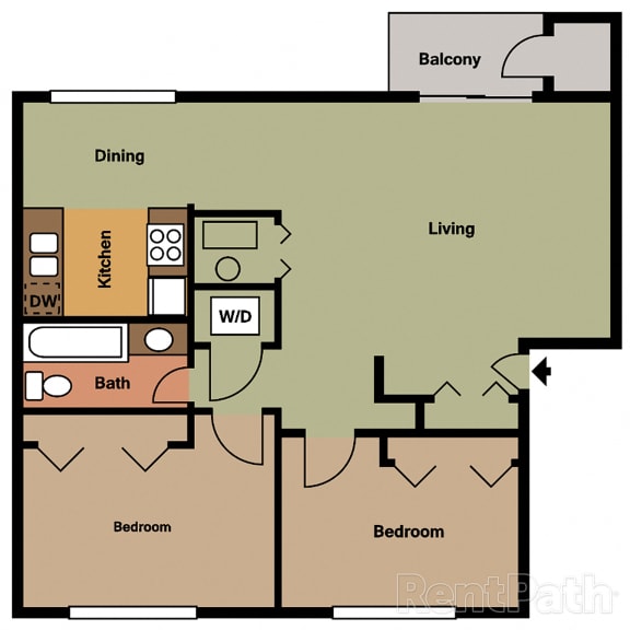 Thumbnail 2 of 2 Two Bedroom Floor Plan at Hamilton Square Apartments, Westfield, 46074