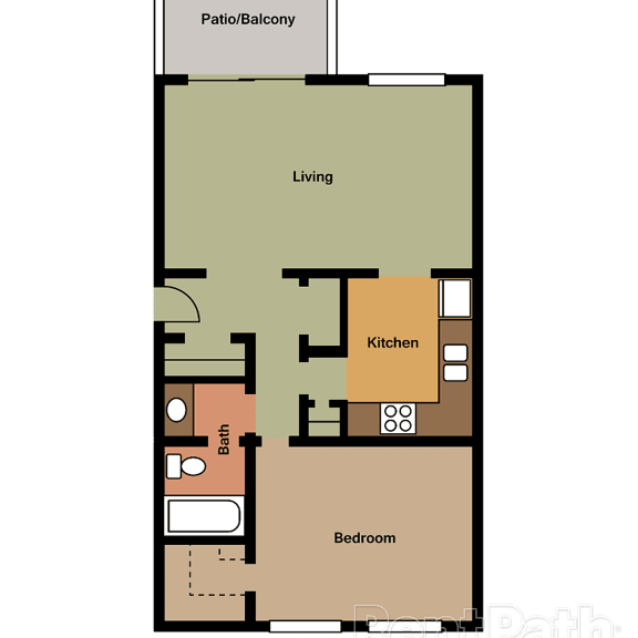 Thumbnail 2 of 2 1 Bedroom Garden Floor Plan at Lake Camelot Apartments, Indianapolis, Indiana