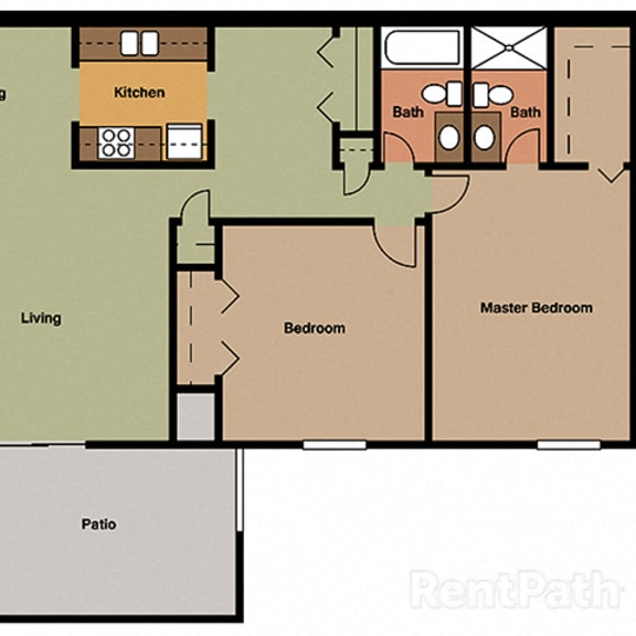 Thumbnail 2 of 3 2 Bedroom 2 Bathroom Floor Plan at The Lodge Apartments, Indianapolis, Indiana