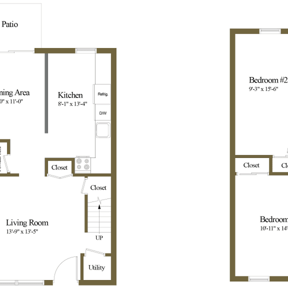 Thumbnail 2 of 2 Colony Hill 3 Bedroom 1.5 Bathroom Townhome Floorplan at Colony Hill Apartments & Townhomes, Baltimore, MD, 21227