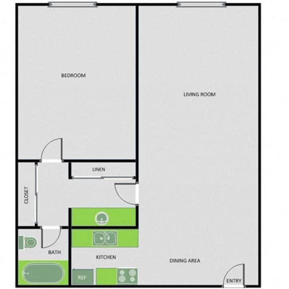 Thumbnail 4 of 4 1 Bed 1 Bath Floor Plan at Parkview Terrace Apartments, Sherman Oaks, CA, 91423
