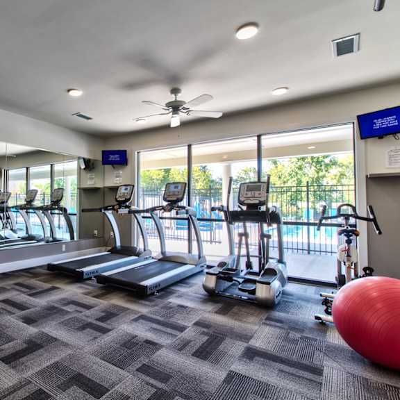 fitness center with cardio equipment at towne centre, ellisville