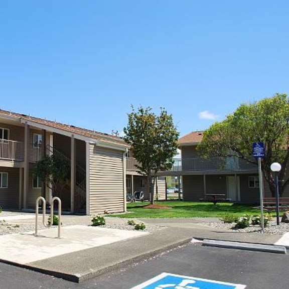 building from parking garage