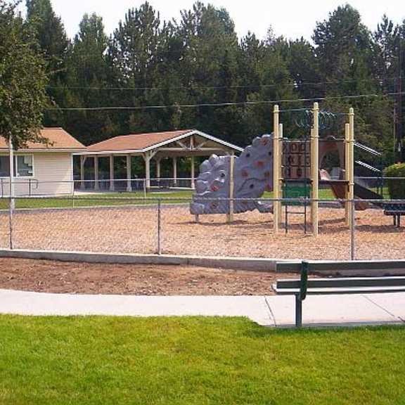 bench and playground area