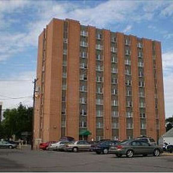 building and parking lot